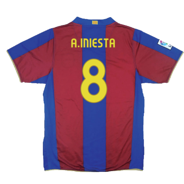 Barcelona 2007-08 Home Shirt (S) (Excellent) (A.Iniesta 8)