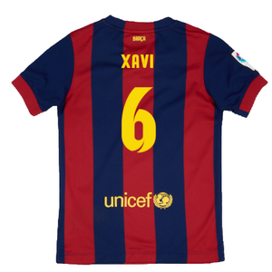 Barcelona 2014-15 Home Shirt (XL Boys) (Very Good) (Xavi 6)_1