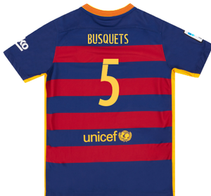 Barcelona 2015-16 Home Shirt (2XL) (Mint) (Busquets 5)_1