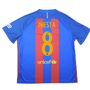 Barcelona 2016-17 Home Shirt (S) (Iniesta 8) (Good)_1