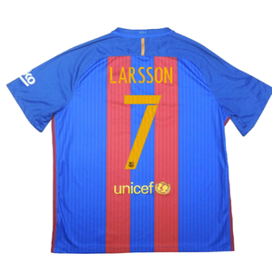 Barcelona 2016-17 Home Shirt (S) (Larsson 7) (Good)_1