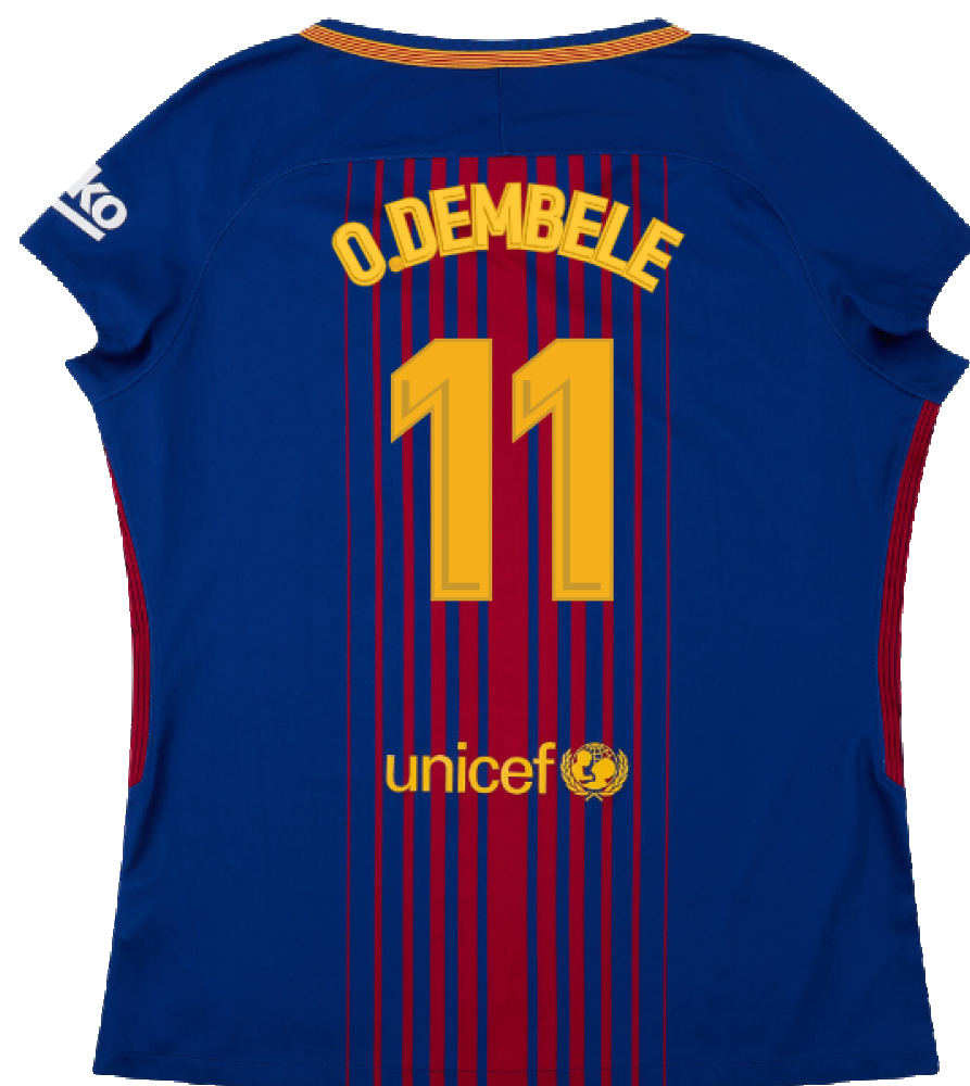 Barcelona 2017 18 Home Shirt Womens M Mint O.Dembele 11 Classic Football Kit