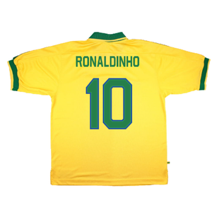 Brazil 1997-98 Home Shirt (XL) (Very Good) (RONALDINHO 10)_1