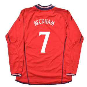 England 2002 04 Long Sleeve Away Shirt S Excellent Beckham 7 Classic Football Kit