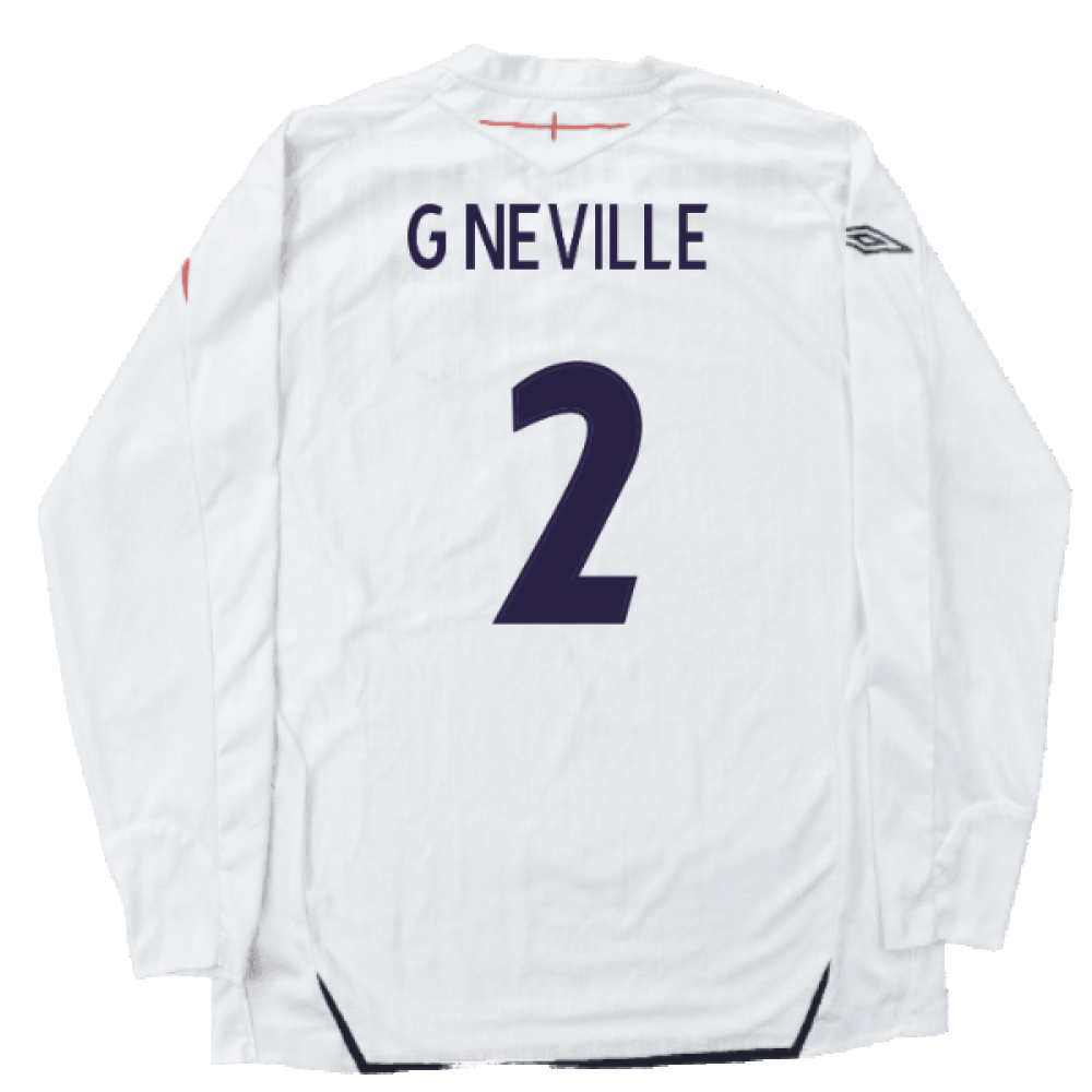 England 2007-09 Home Long Sleeved Shirt (L) (Mint) (G NEVILLE 2)_1