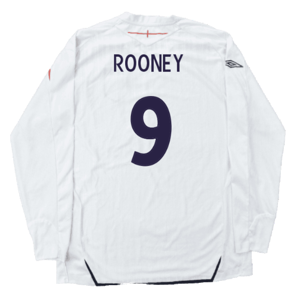 England 2007-09 Home Long Sleeved Shirt (L) (Mint) (ROONEY 9)_1