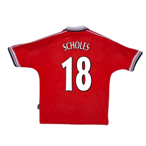 Manchester United 1998-00 Home Shirt (Y) (Excellent) (Scholes 18)_1