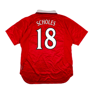 Manchester United 1999-00 European Home Shirt (XL) (Excellent) (Scholes 18)_1