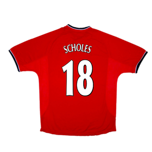 Manchester United 2000-02 Home Shirt (Excellent) (Scholes 18)_1