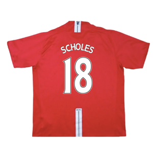 Manchester United 2007-09 Home Shirt (Excellent) (Scholes 18)_1