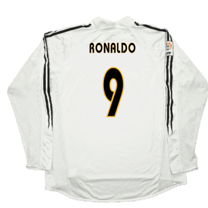 Real Madrid 2003-04 Home Long Sleeve Shirt (M) (Mint) (Ronaldo 9)_1