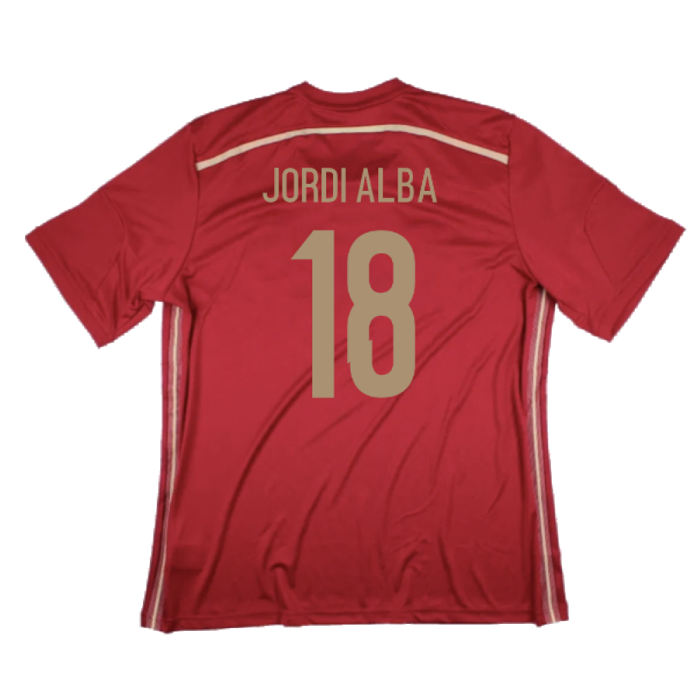 Spain 2014-2015 Home Shirt (World Cup Badge) (XL) (Excellent) (Jordi Alba 18)_1