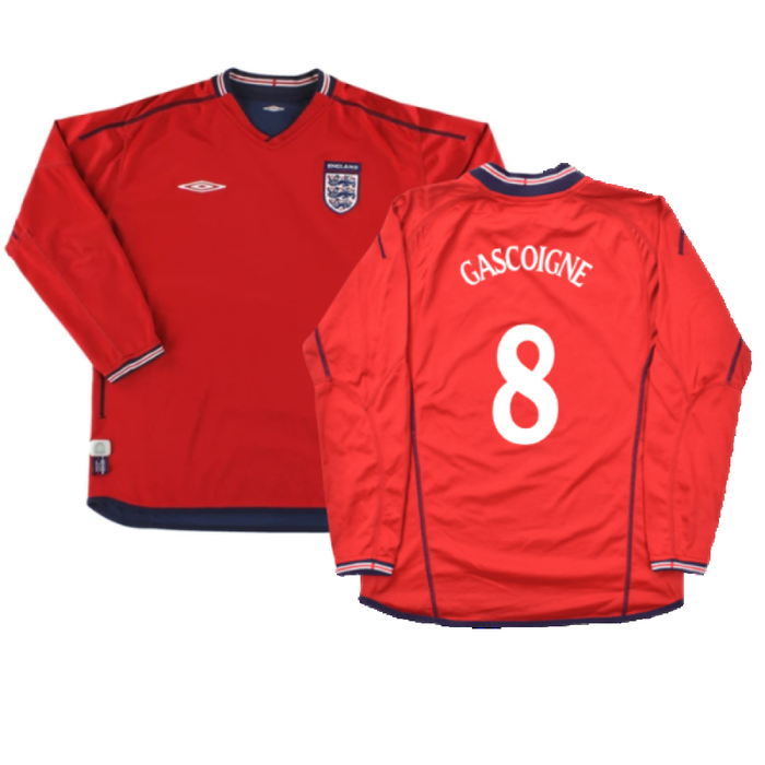 England 2002-04 Long Sleeve Away Shirt (L) (Very Good) (Gascoigne 8)