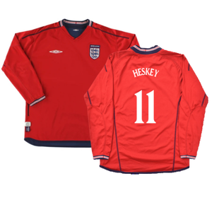 England 2002-04 Long Sleeve Away Shirt (L) (Very Good) (Heskey 11)_0