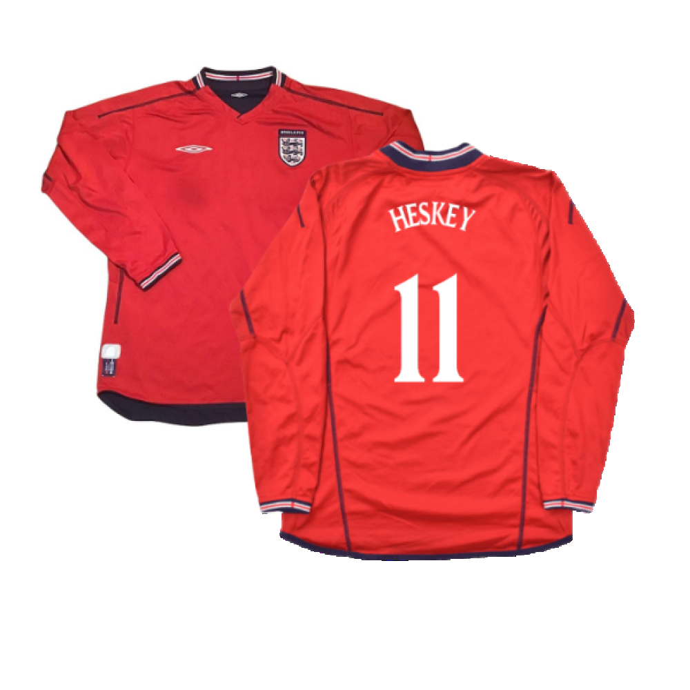 England 2002-04 Long Sleeve Away Shirt (M) (Excellent) (Heskey 11