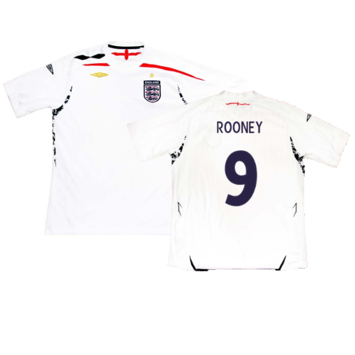 England 2007-09 Home Shirt (Excellent) (ROONEY 9)