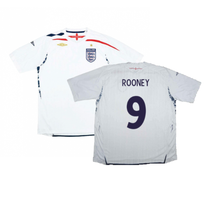 England 2007-09 Home Shirt (S) (Fair) (ROONEY 9)