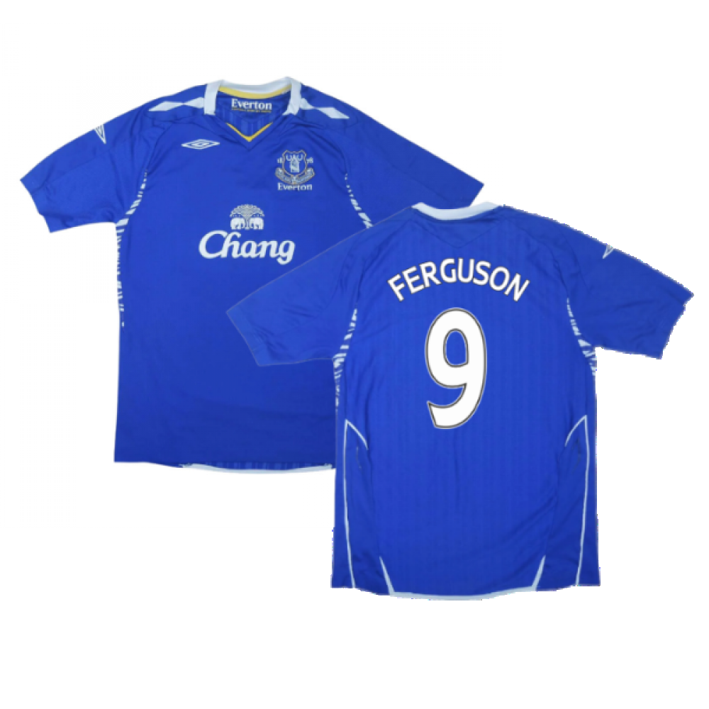 Retro Football Duncan Ferguson T Shirt Everton 2007-08 Home Shirt