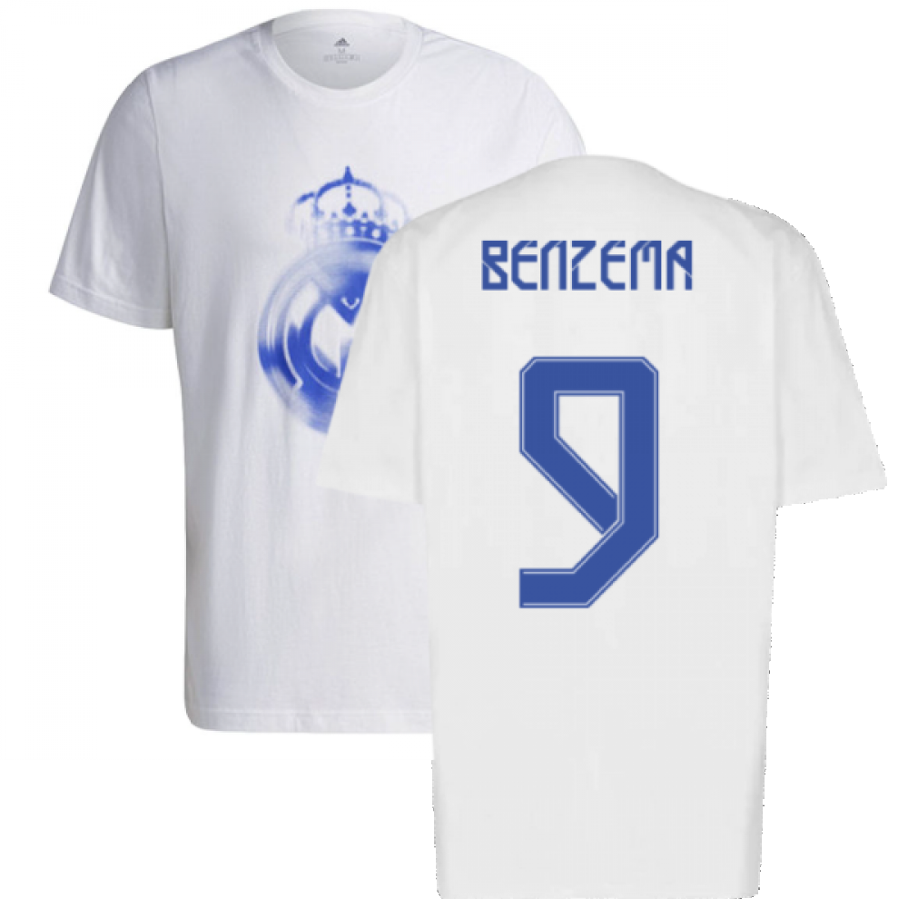 Real Madrid 2021-2022 Training Tee (White-Blue) (BENZEMA