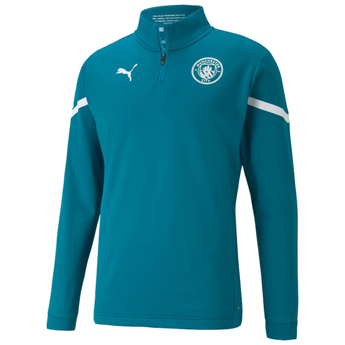 2021-2022 Man City Pre Match Half Zip Top (Ocean Depths)