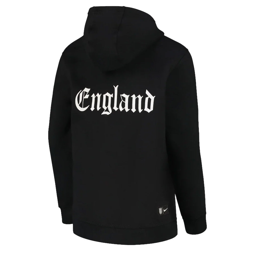 2022-2023 England Core Hooded Top (Black) - Kids_1