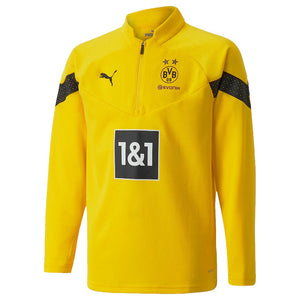 2022-2023 Borussia Dortmund Half Zip Top (Yellow) - Kids_0