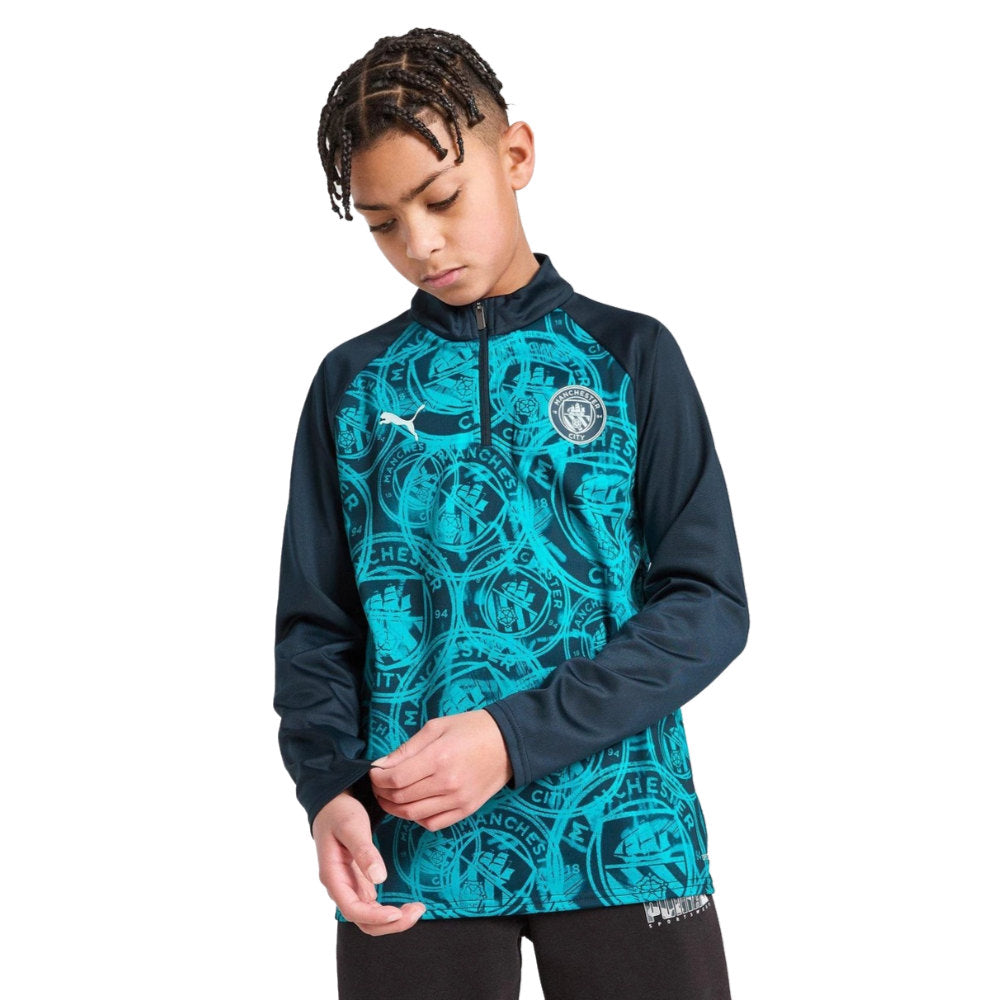 2026 Man City Warm Up 1/4 Zip Top (Deep Navy) - Kids_0