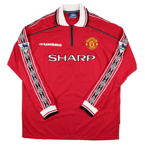Manchester United 1998-00 Long Sleeve Home Shirt (With PL Patches) (XL) Keane #16 (Excellent)_1