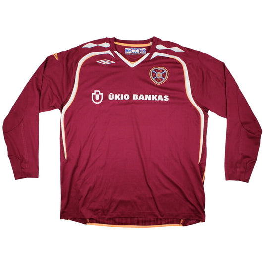 Hearts 2007-08 Long Sleeve Home Shirt (XXL) (Excellent)_0