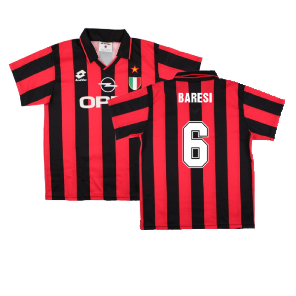 AC Milan 1994-95 Home Shirt (S) (BARESI 6) (Excellent) – Classic AC Milan 1994-95 Home Shirt (S) (BARESI 6) (Excellent) – Classic