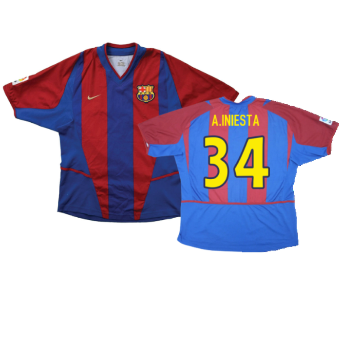 Barcelona 2002-03 Home Shirt (L) (Good) (A.Iniesta 34)