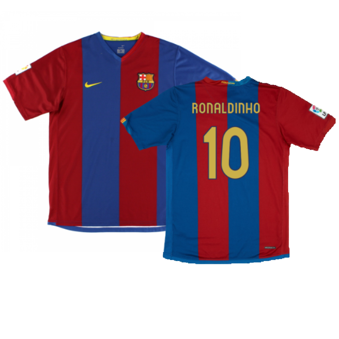 Barcelona 2006-07 Home Shirt (Sponsorless) (Excellent) (Ronaldinho 10)