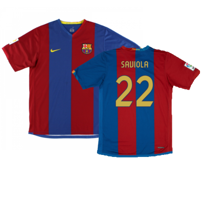 Barcelona 2006-07 Home Shirt (Sponsorless) (Excellent) (Saviola 22)