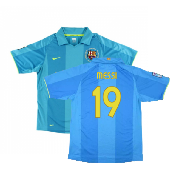 Messi #19 Classic Barcelona 2024 2007-2008 Qatar Airways Football Jersey.