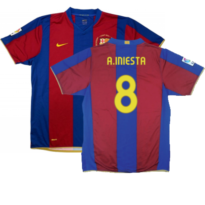 Barcelona 2007-08 Home Shirt (S) (Excellent) (A.Iniesta 8)