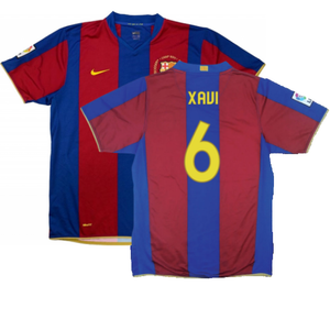 Barcelona 2007-08 Home Shirt (S) (Excellent) (Xavi 6)_0