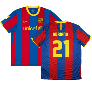 Barcelona 2010-11 Home Shirt (L) (Very Good) (Adriano 21)_0