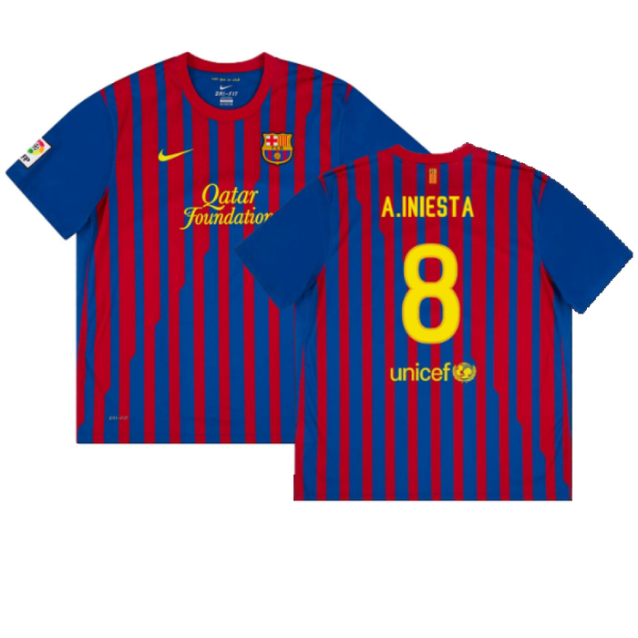 Barcelona 2011-12 Home Shirt (L) (Excellent) (A.Iniesta 8)