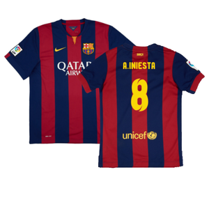 Barcelona 2014-15 home shirt (L) (Mint) (A.Iniesta 8)_0