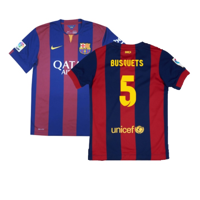 Barcelona 2014-15 Home Shirt (XL Boys) (Very Good) (Busquets 5)