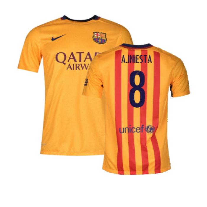 Barcelona 2015-16 Away Shirt (XLB) (Excellent) (A.Iniesta 8)