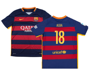 Barcelona 2015-16 Home Shirt (2XL) (Mint) (Alba 18)_0