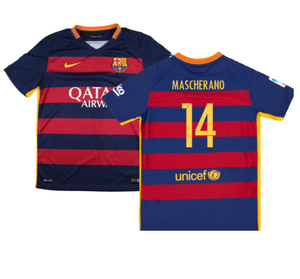 Barcelona 2015-16 Home Shirt (2XL) (Mint) (Mascherano 14)_0