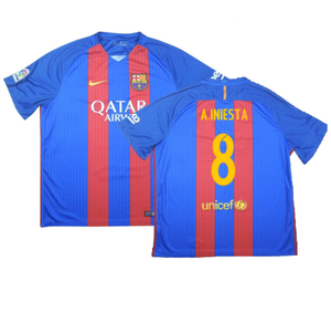 Barcelona 2016-17 Home Shirt (S) (Very Good) (A.Iniesta 8)_0