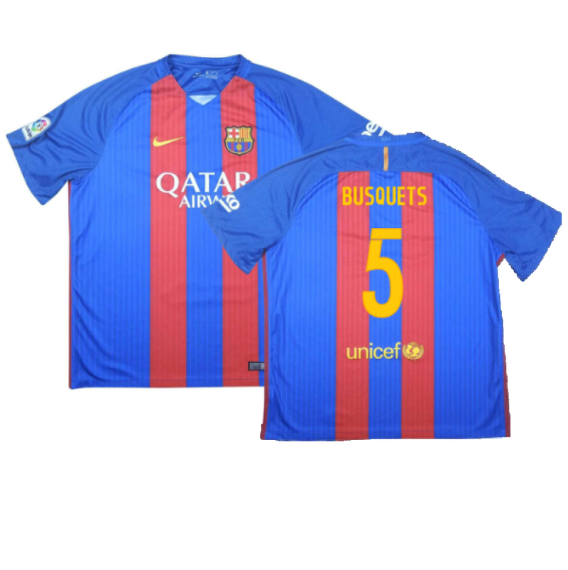Barcelona 2016-17 Home Shirt (S) (Very Good) (Busquets 5)_0
