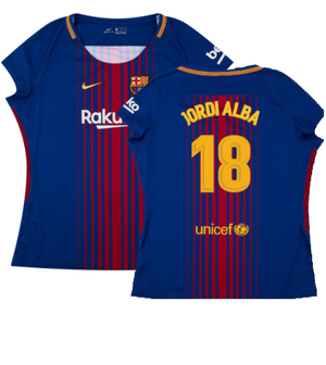 Barcelona 2017-18 Home Shirt (Womens) (XL) (Mint) (Jordi Alba 18)_0