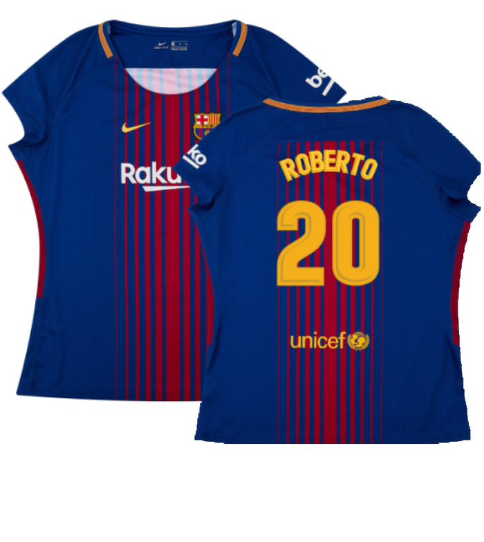 Barcelona 2017-18 Home Shirt (Womens) (M) (Mint) (Roberto 20)