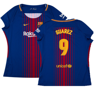 Barcelona 2017-18 Home Shirt (Womens) (M) (Mint) (Suarez 9)_0