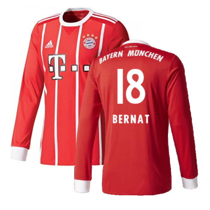 Bayern Munich 2017-18 Home Long Sleeve Shirt (XL) (Excellent) (Bernat 18)