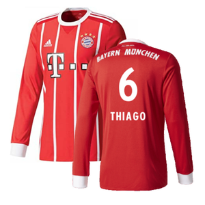 Bayern Munich 2017-18 Home Long Sleeve Shirt (XL) (Excellent) (Thiago 6)_0